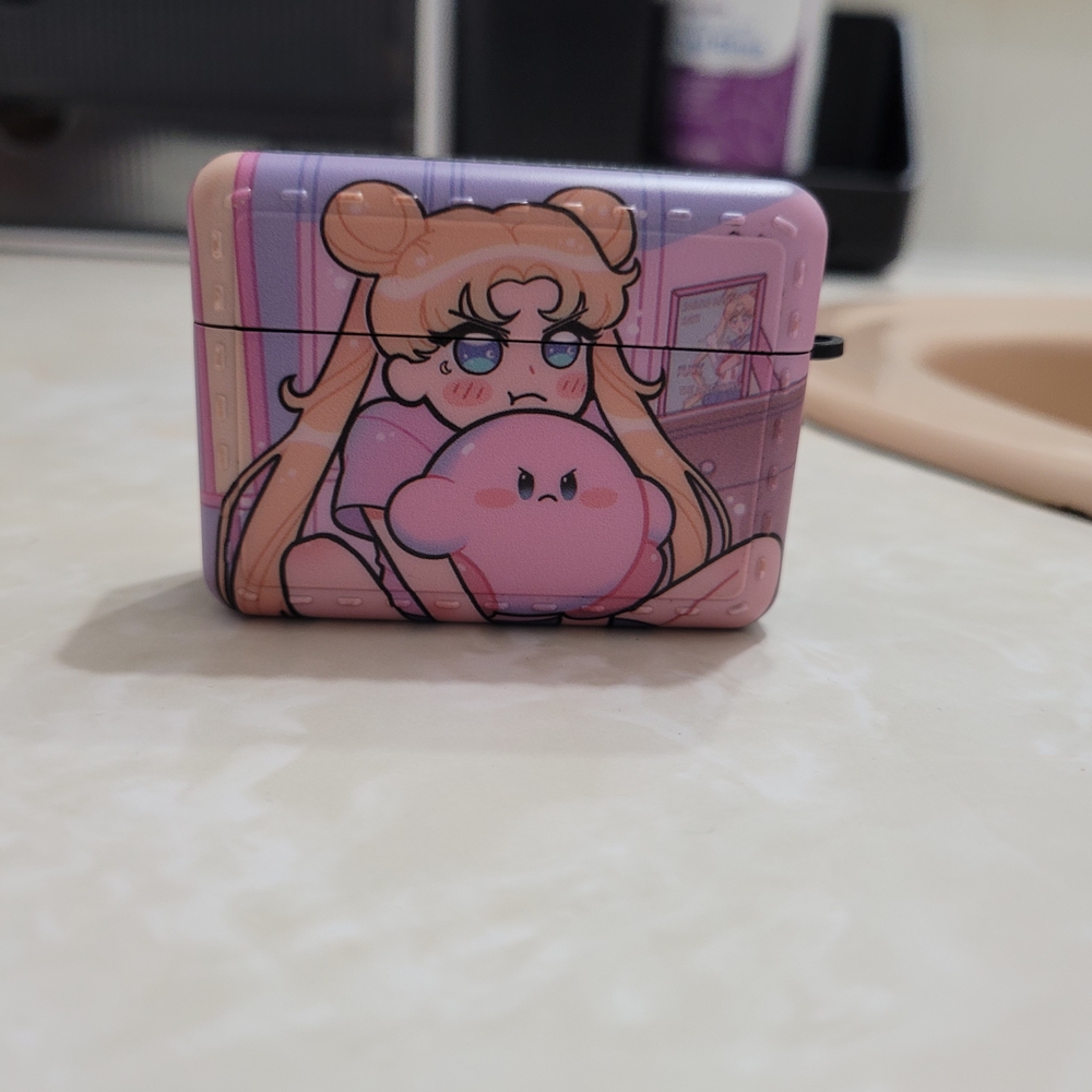 Cute Pink Kirby Sailor Moon AirPods Case